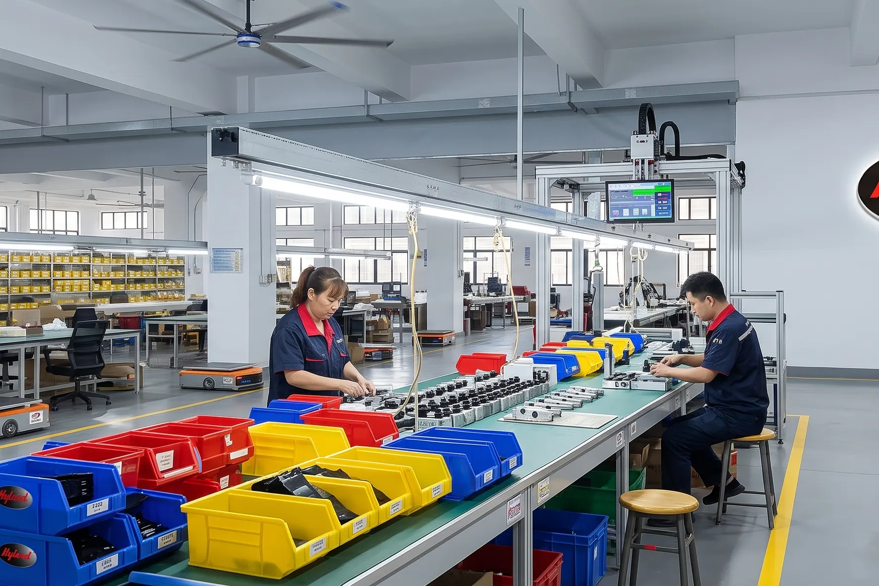 Assembly and quality-inspection line at the Canton Hyland plant in Guangdong