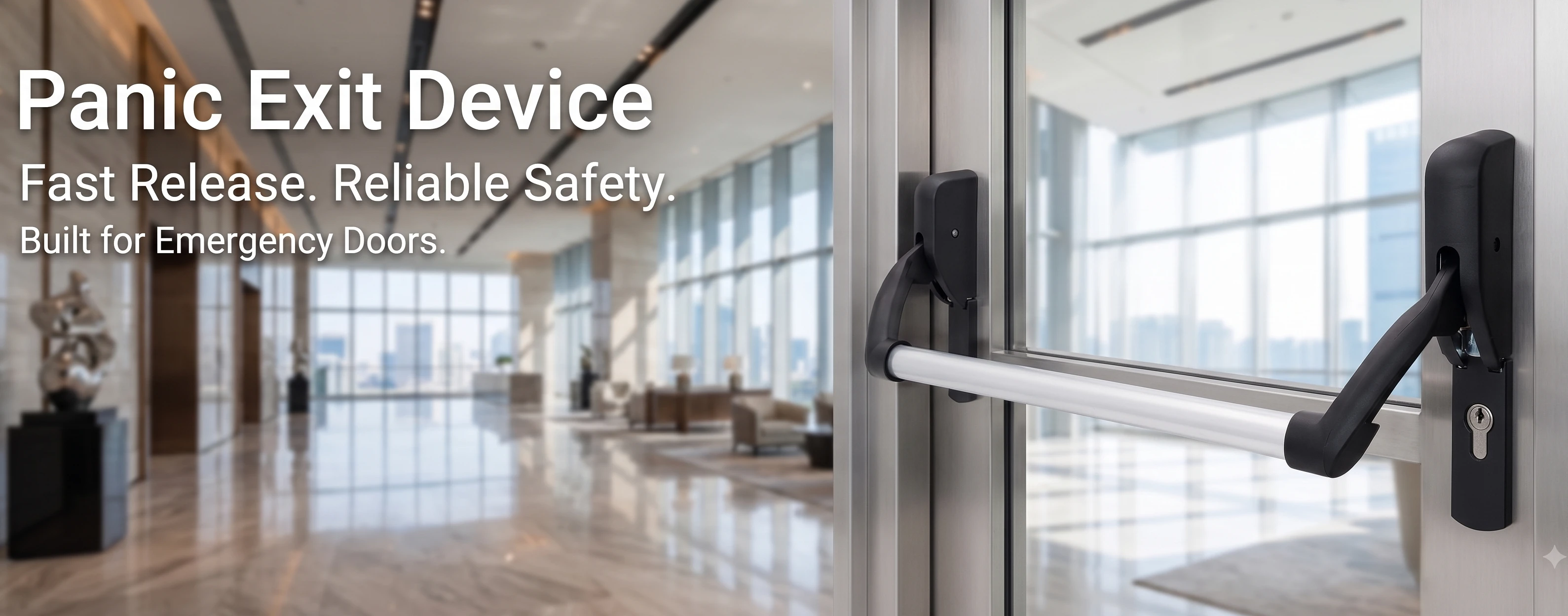 Panic exit device installed on a commercial emergency door